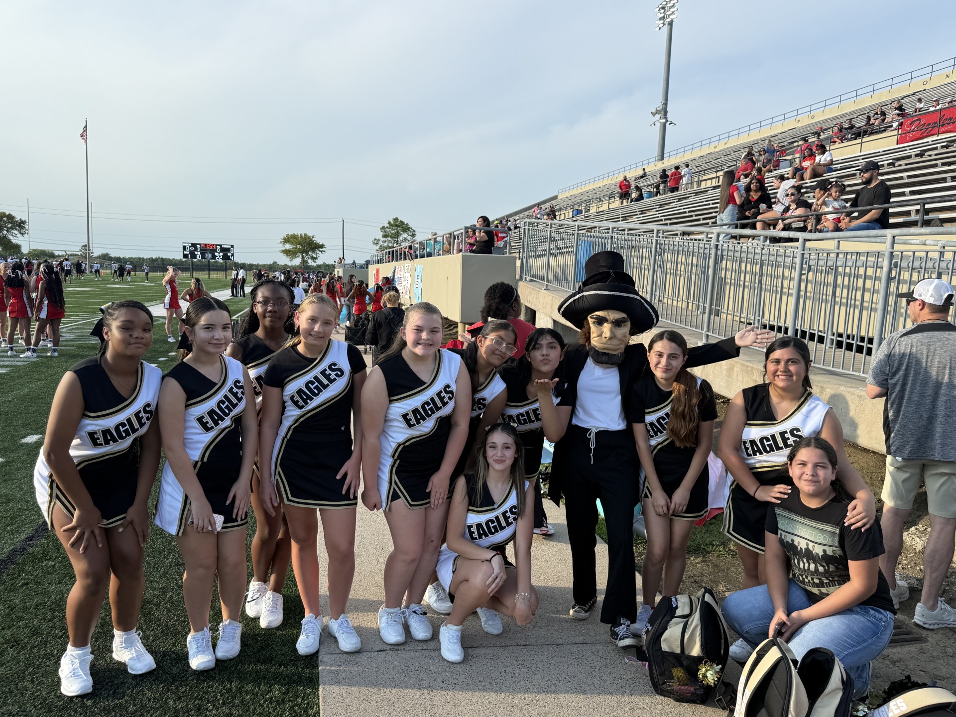Cheerleaders at football game
